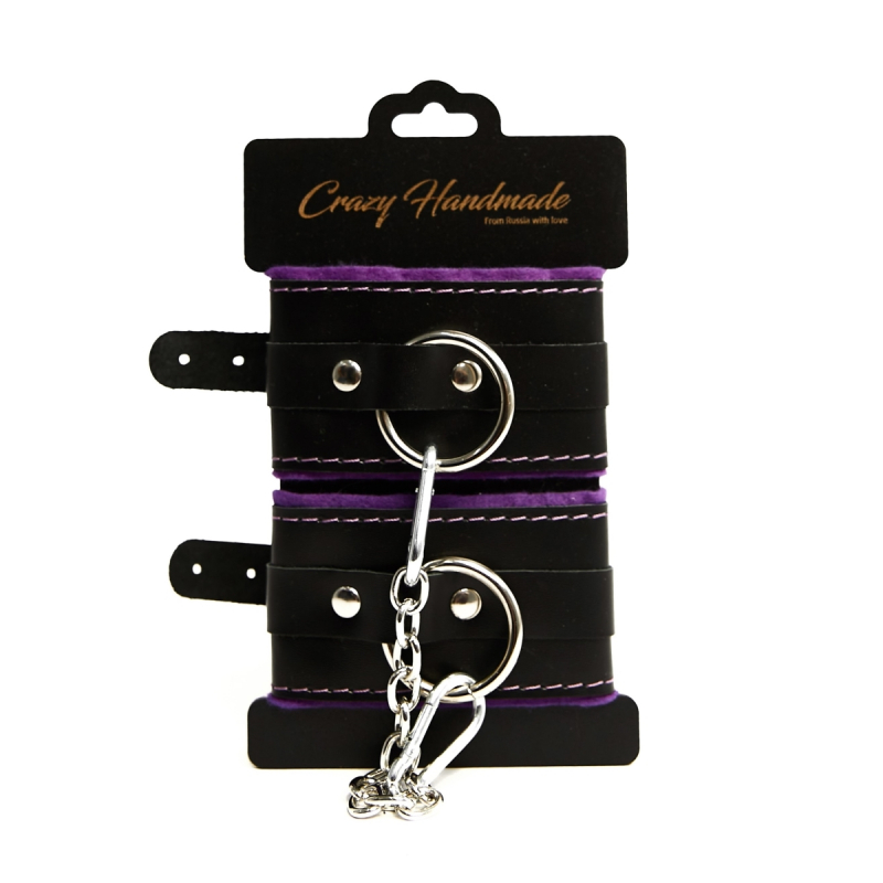 Наручники с мягкой фиолетовой подкладкой "Crazy Handmade" кожа 